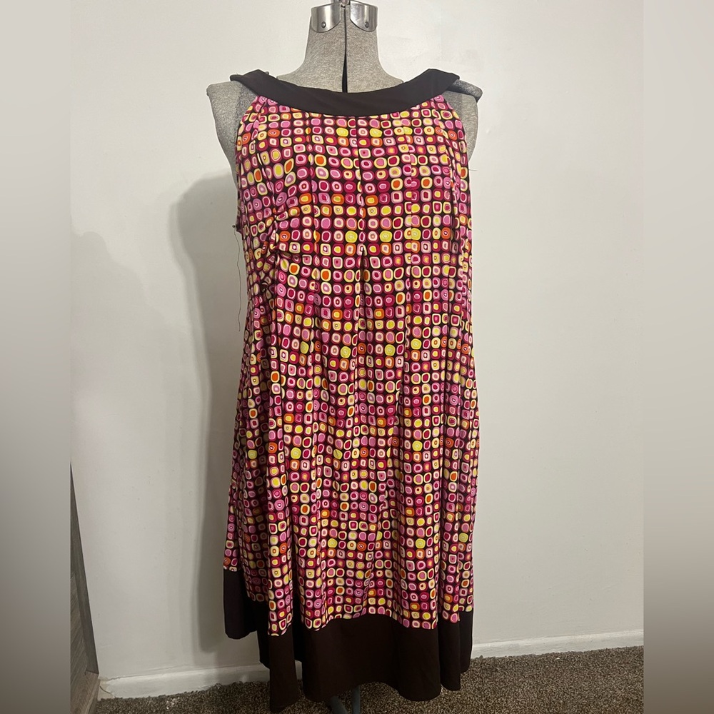 Vintage London‎ Style Retro Pleated, Print Dress Halter with Pockets Size Is XL